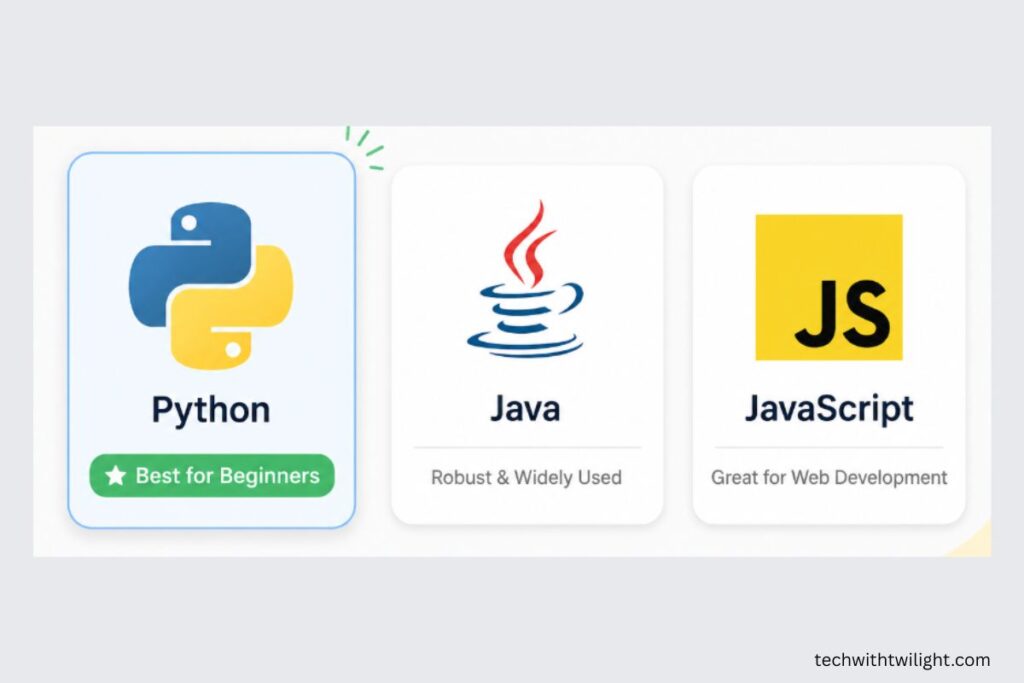 Best programming language for beginners in India — Python vs Java vs JavaScript comparison 2026
