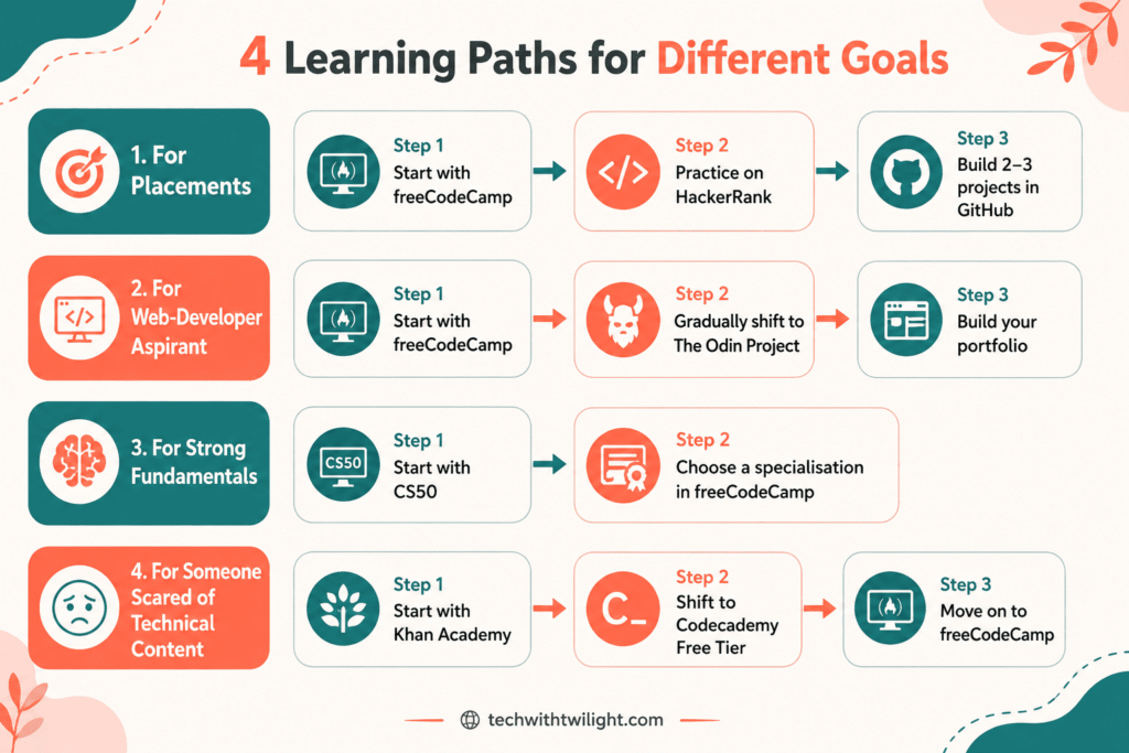 free coding learning path for students and freshers 2026