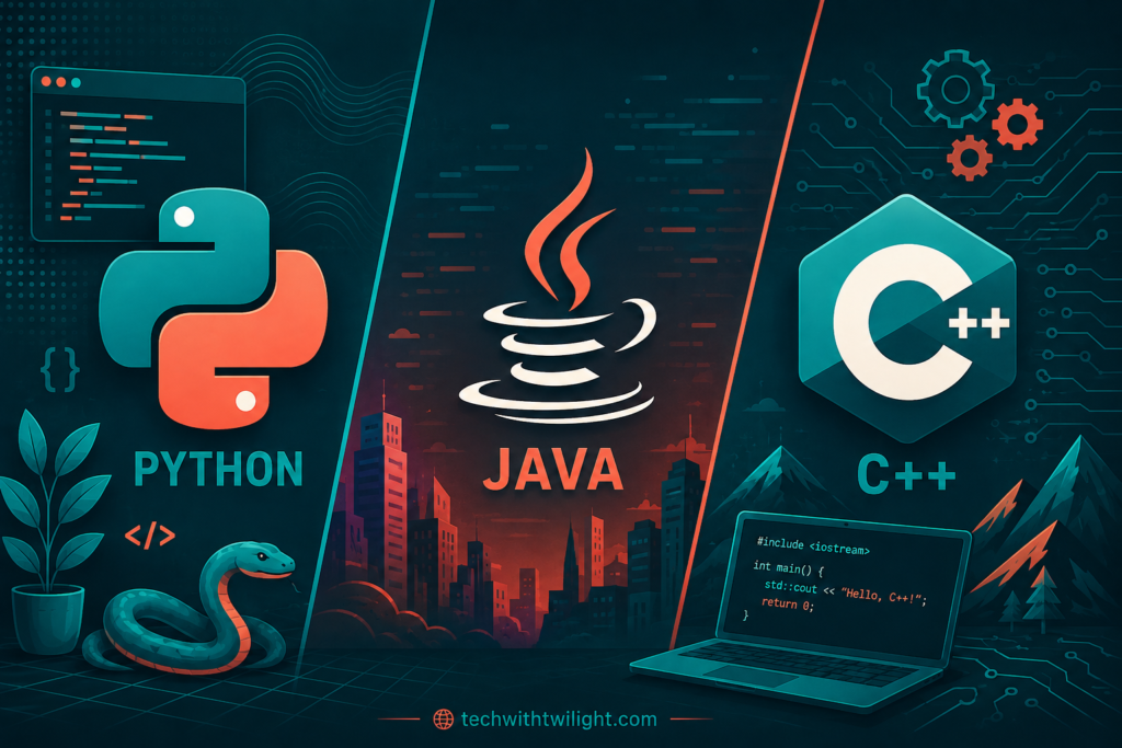python vs java vs c++ for beginners